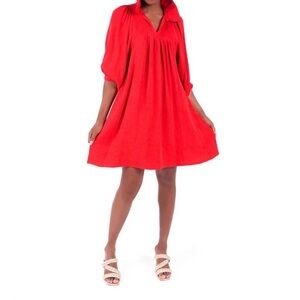 Emily McCarthy Red Textured Midi Dress – Size M – NWT